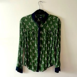 Maeve Bicycle Print Button Down Top | Size 0